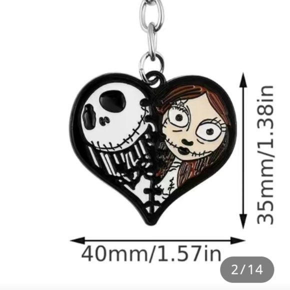 🎁 Jack and Sally nightmare before Christmas keychain NWT - Picture 2 of 3